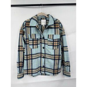 Avec Le Filles Shacket Women XS Blue Plaid Western Fall Preppy Cowgirl Oversized